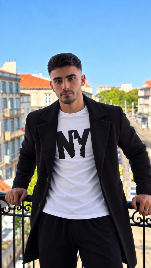 تيشيرت رجالي أبيض NY